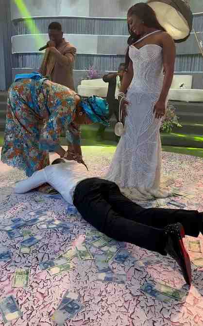 Emotional wedding moment between mother and son