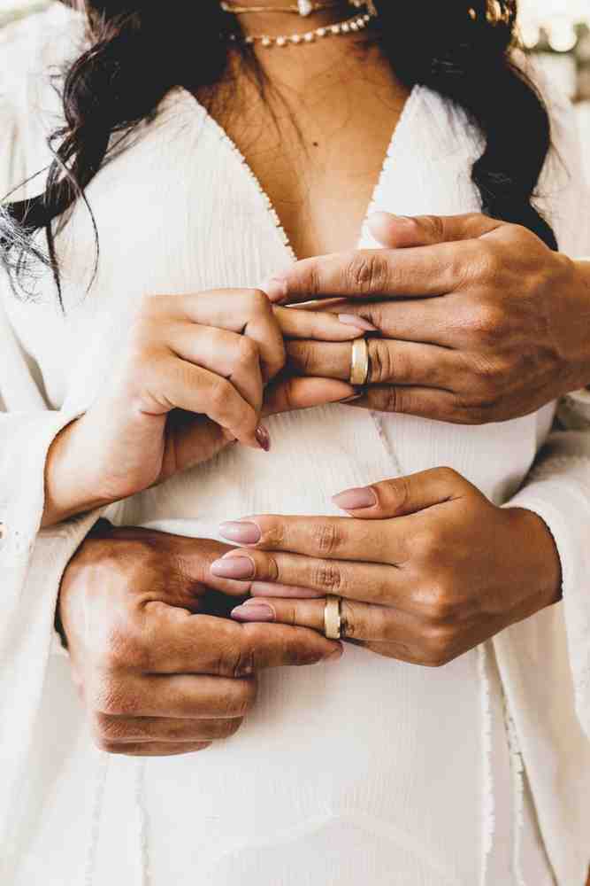 Wedding ring on left hand fourth finger - American tradition