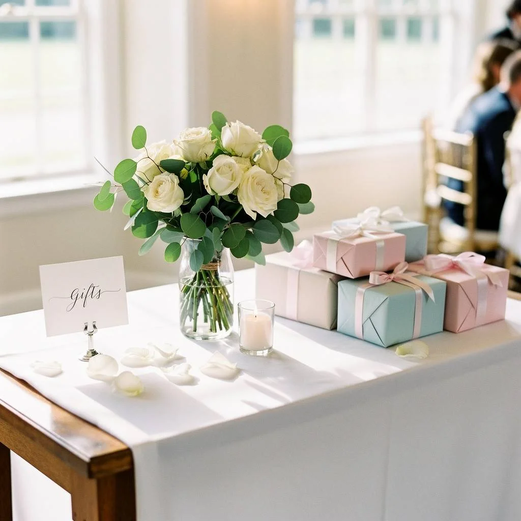 A simple wedding gift table setup